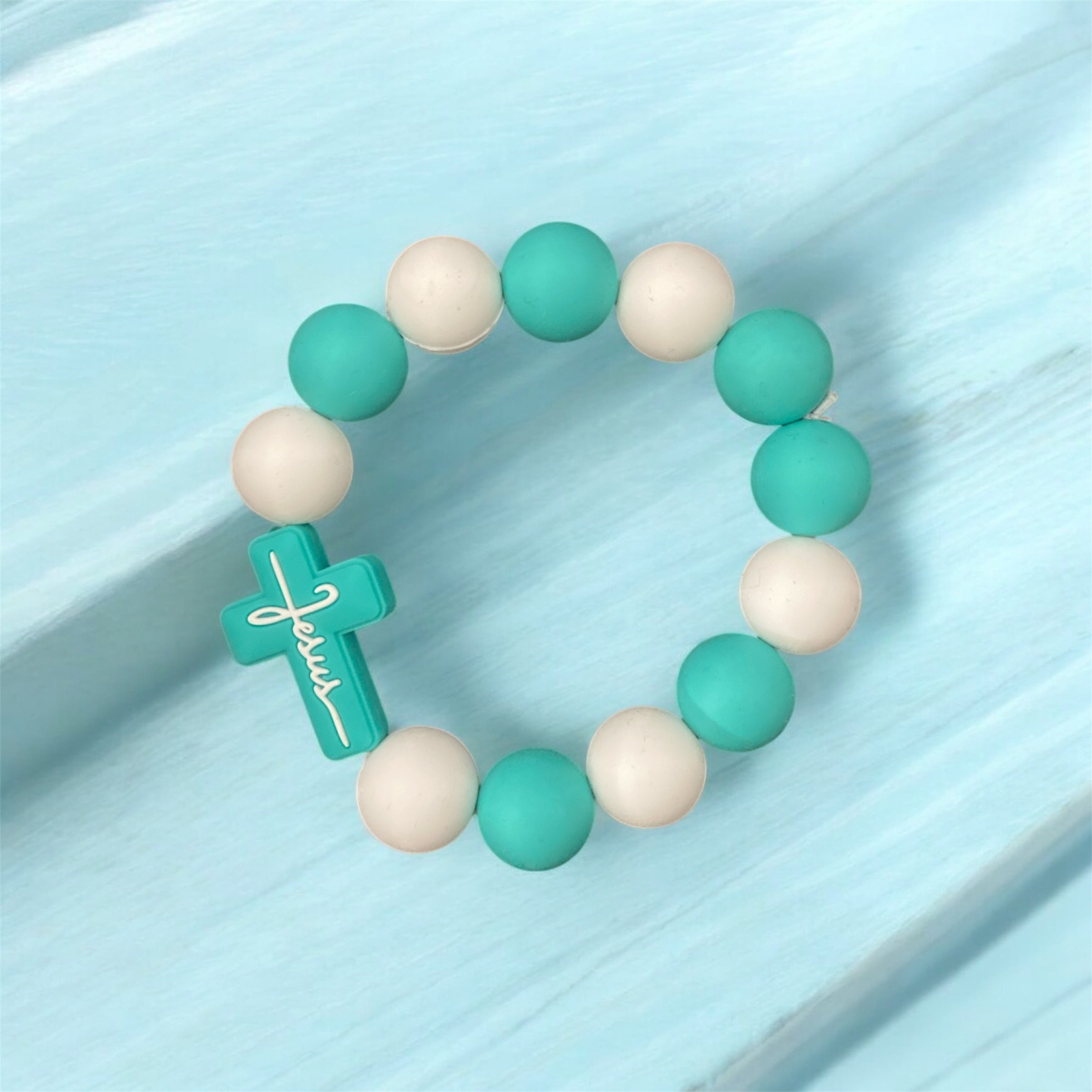 Blue and white bracelet