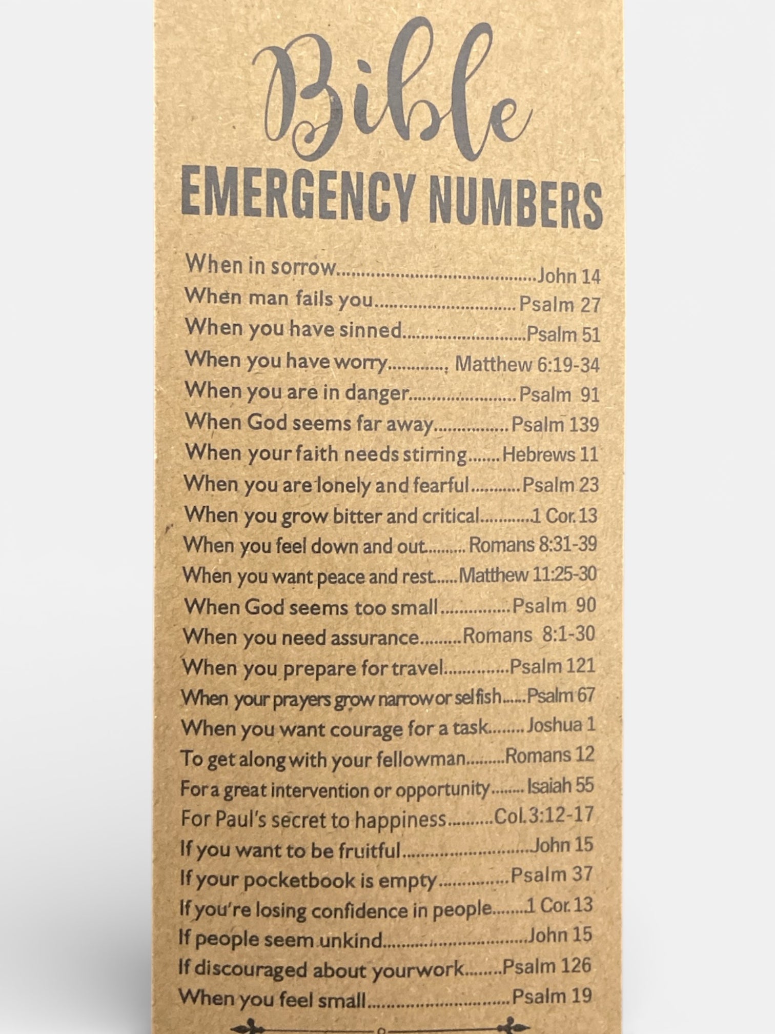 Bible emergency numbers